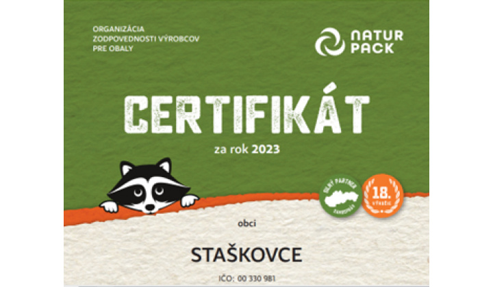 Certifikát za triedenie odpadu