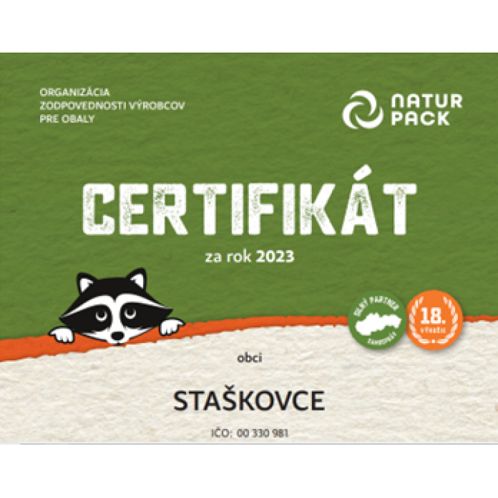Certifikát za triedenie odpadu